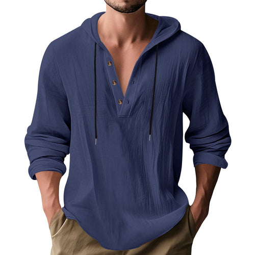 Herren lässiger Kapuzenpullover mit modischem Knopfdesign und hochwertiger Baumwollstruktur Echoarchiv