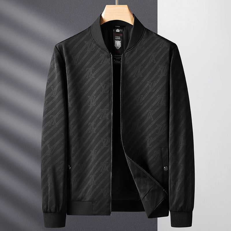 Herren Leichte Bomberjacke im Jacquard‑Monogramm mit Reißverschluss und Rippbündchen Echo Archiv