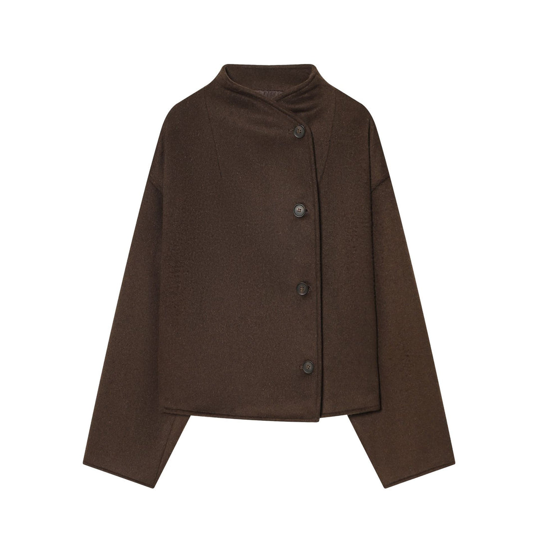 Damen nan kurzes Wollcape mit asymmetrischer Knopfleiste Echo Archiv