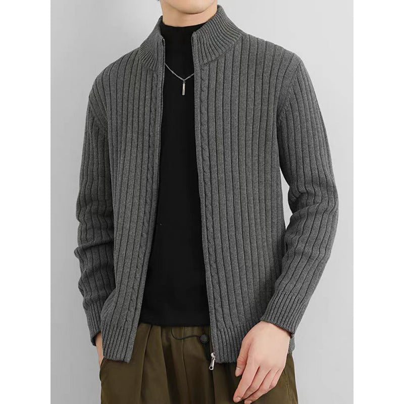 Herren Strickjacke mit durchgehendem Reißverschluss und hochgeschlossenem Kragen Echoarchiv