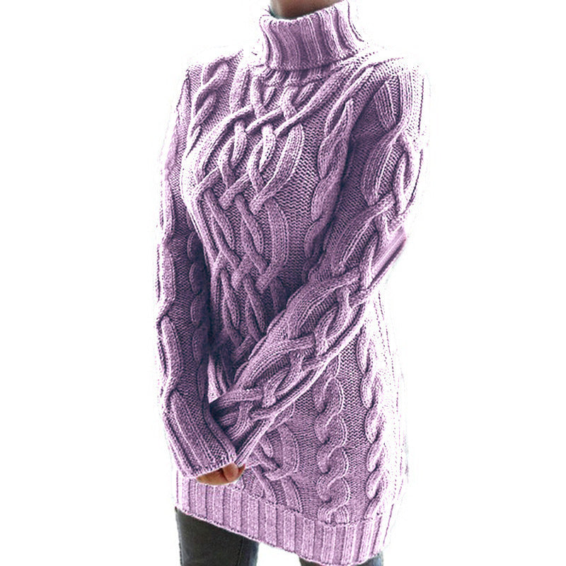 Damen Oversized Strickkleid mit markantem Zopfmuster und Rollkragen Echo Archiv