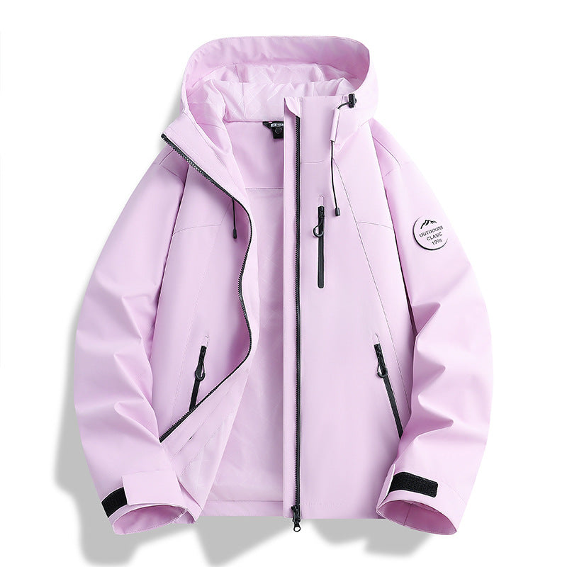 Damen Leichte wasserdichte Kapuzenjacke mit Teddy‑Charm und verdeckten Reißverschlusstaschen Echoarchiv