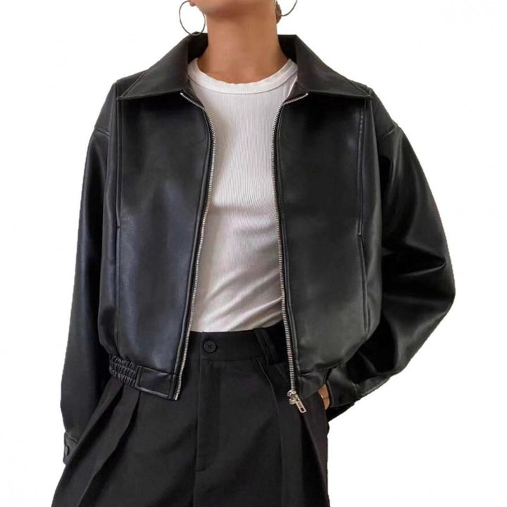 Damen Oversized Lederjacke im Bomberstil mit elastischem Saum Echo Archiv