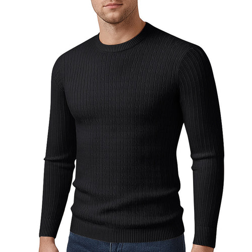Herren modischer Strickpullover mit feinem Zopfmuster Echoarchiv