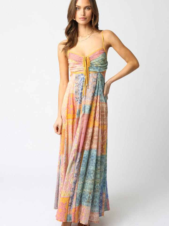Damen nan bodenlanges Boho-Strandkleid mit gerafftem Bustier und Tunnelzug Echo Archiv