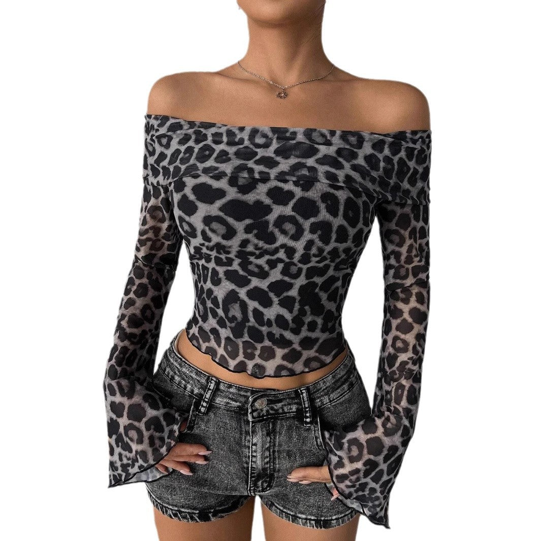 Damen Off-Shoulder Top mit Leopardenmuster Echo Archiv
