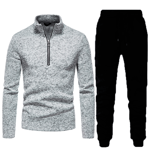 Herren Sportliches Fleece-Trainingsset mit hohem Stehkragen und praktischen Taschen Echoarchiv