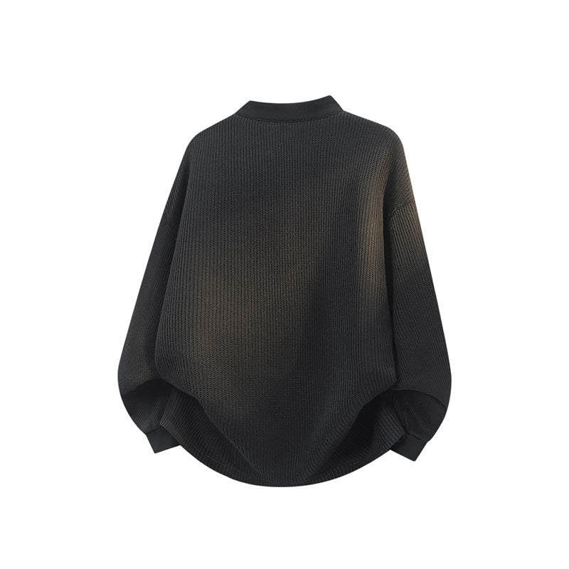 Unisex Weitgeschnittener Waffelstrick-Henleypullover mit Stehkragen Echoarchiv