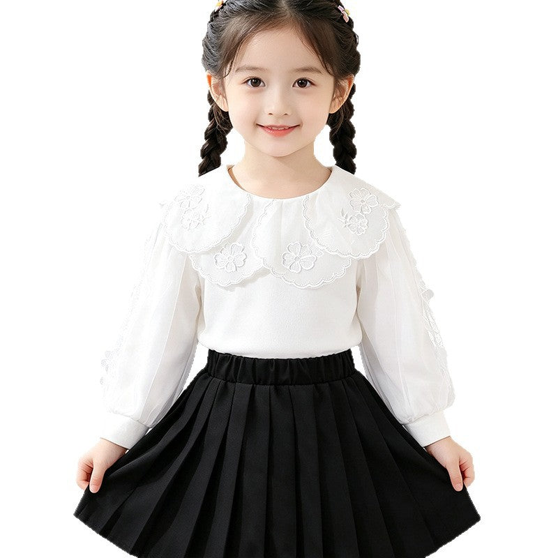Mädchen elegante Bluse mit verzierter Rückenöffnung und Tüllärmeln Echo Archiv