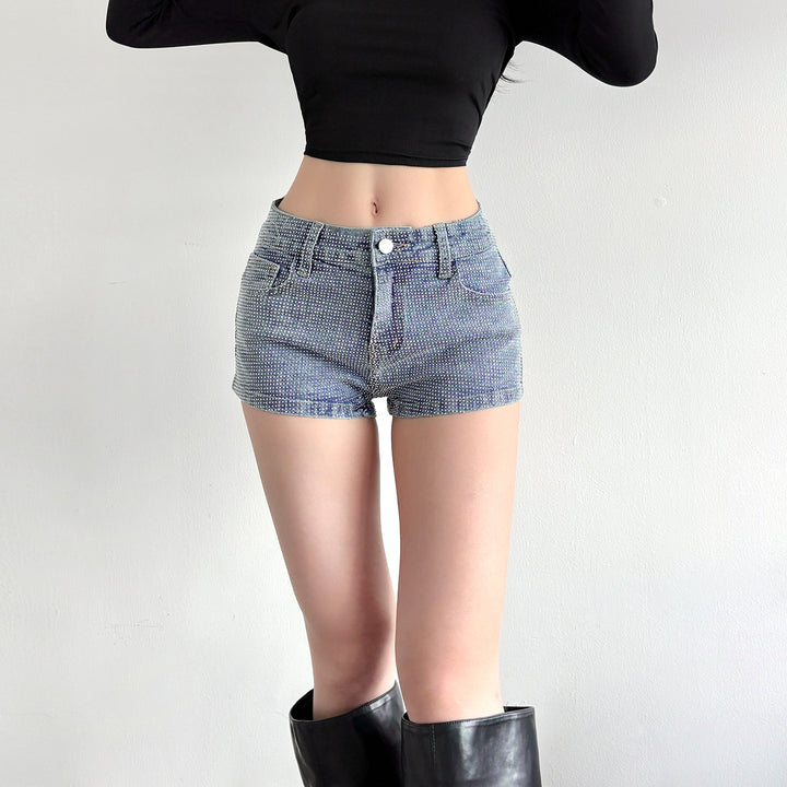 Damen Glitzernde Denim-Shorts mit funkelnden Akzenten Echo Archiv