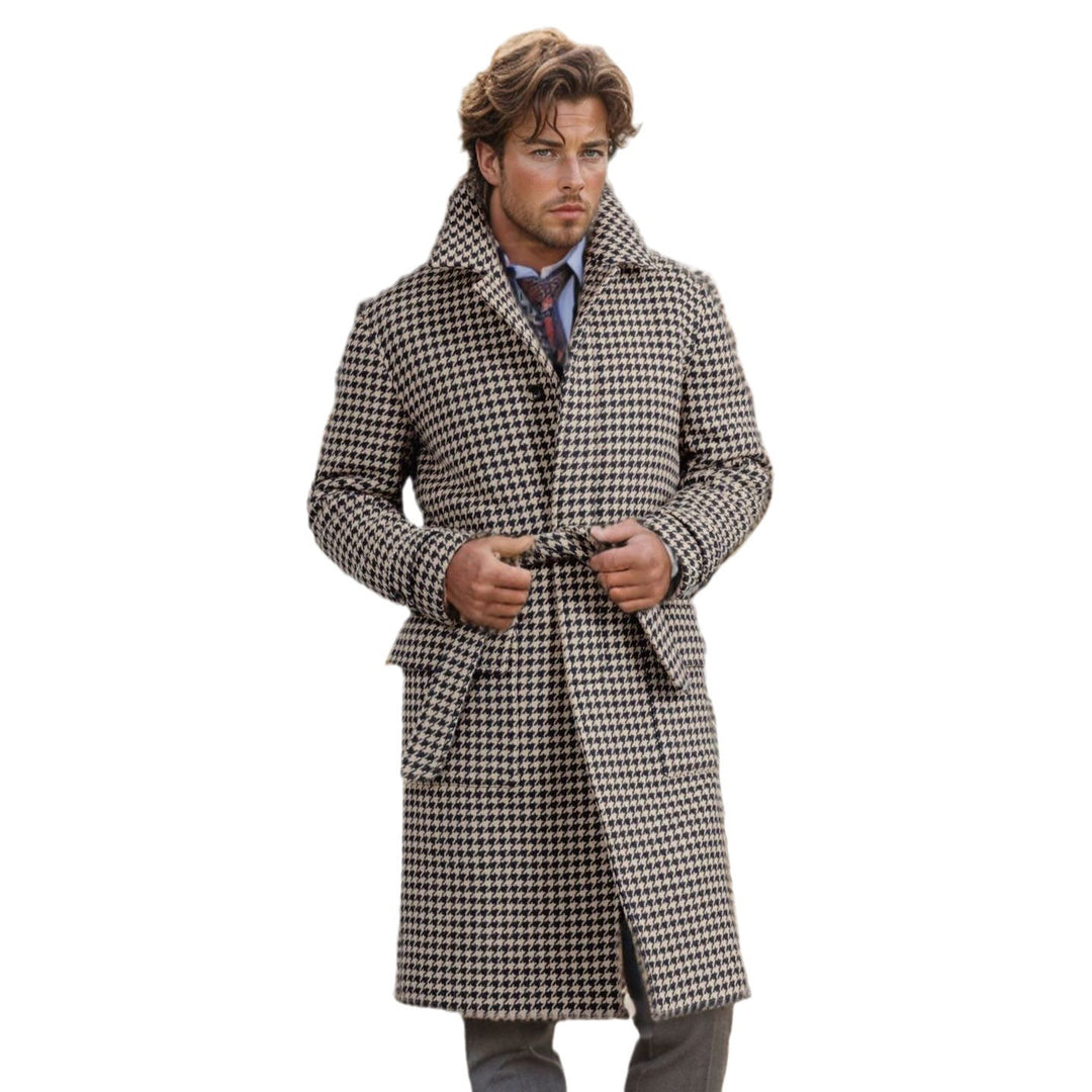 Herren eleganter Karomantel mit praktischen Taschen und modernem Schnitt Echoarchiv