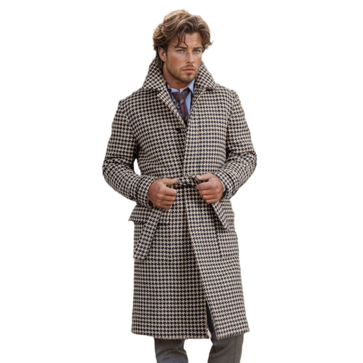 Herren eleganter Karomantel mit praktischen Taschen und modernem Schnitt Echoarchiv