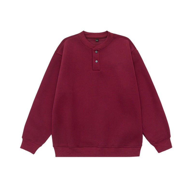 Unisex Weit geschnittenes Sweatshirt mit Halbknopfleiste und gerippten Bündchen Echoarchiv