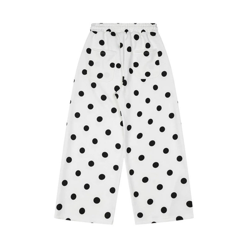 Damen Weite Culotte-Sweathose mit elastischem Komfortbund und Polka-Dot-Print Echoarchiv