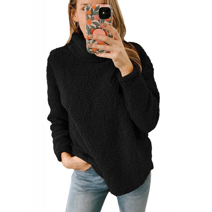 Damen Kuscheliger Oversize‑Teddy‑Pullover mit Stehkragen und gerundetem Saum Echo Archiv
