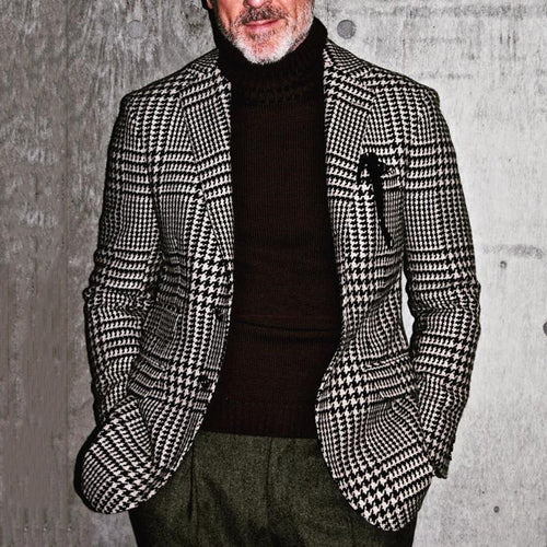 Herren eleganter Baumwoll-Blazer mit Hahnentrittmuster Echoarchiv