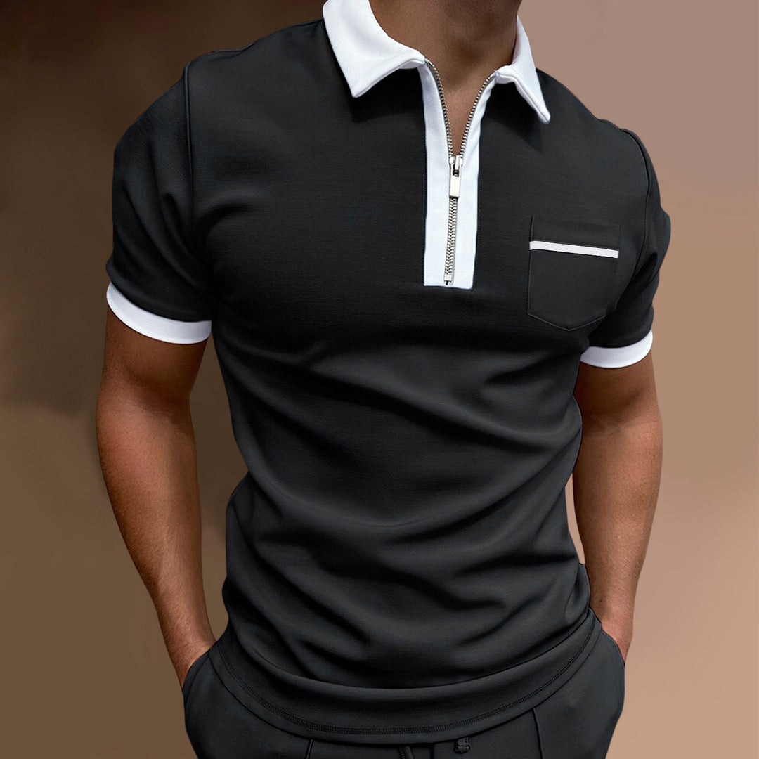 Herren Zip-Front Stilvolles Poloshirt Echoarchiv