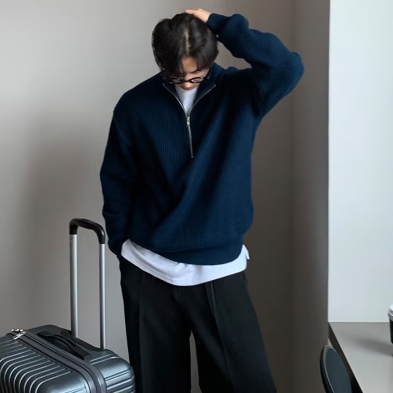 Herren Hochwertiger Pullover mit Reißverschluss Echoarchiv
