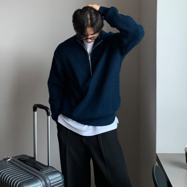 Herren Hochwertiger Pullover mit Reißverschluss Echoarchiv