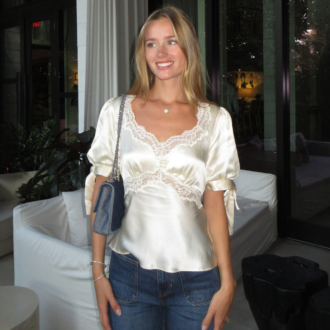 Damen Satinbluse mit Spitzenakzenten Echo Archiv