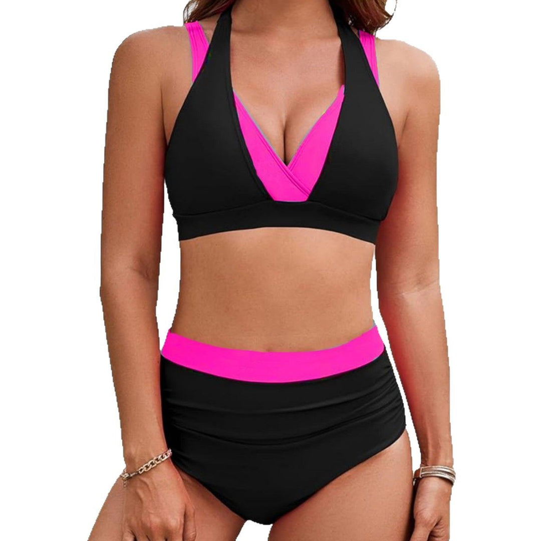 Damen Sportliches Hochbund-Bikini-Set mit asymmetrischem Schnitt Echo Archiv