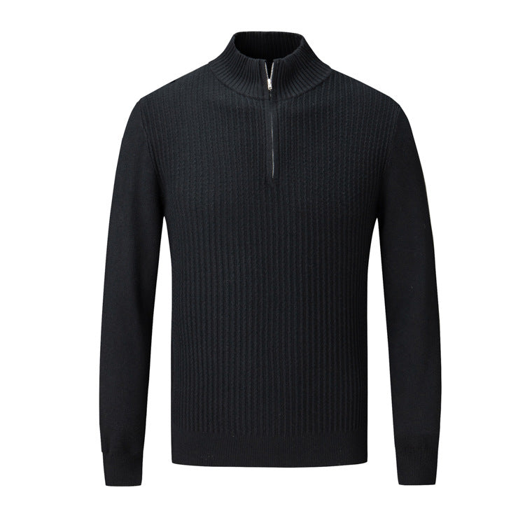 Herren Strickpullover mit modernem Stehkragen und feinem Rippdesign Echoarchiv