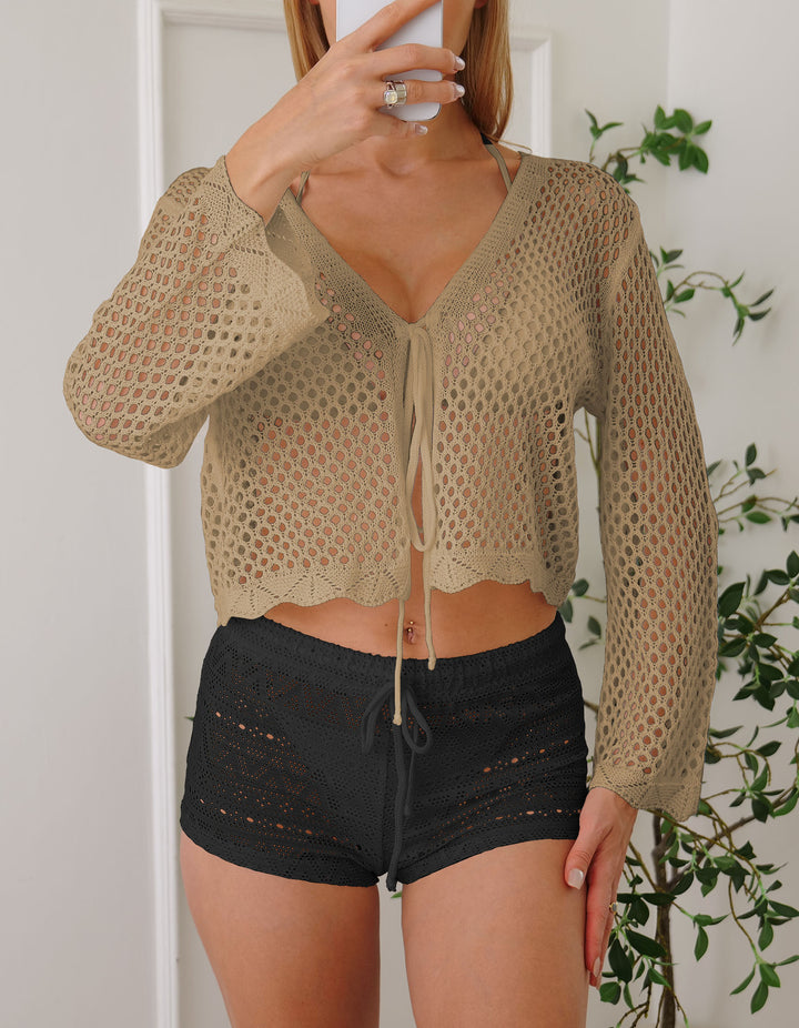 Damen Luftiger Häkelstrandpullover Echo Archiv