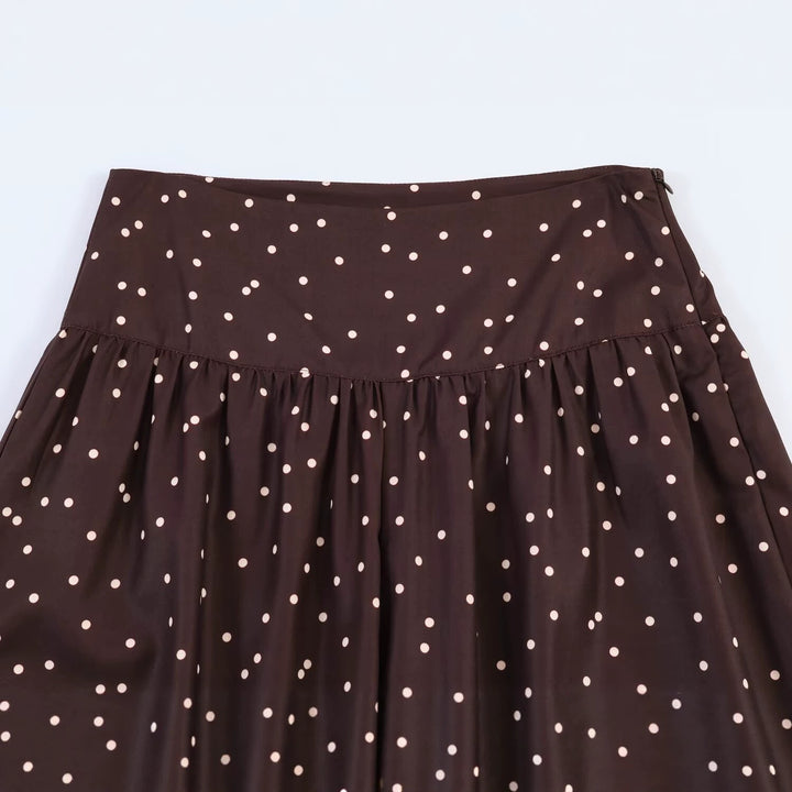 Damen Hochtaillierte Palazzo-Hose mit weitem Bein und gepunkteter Satin-Optik Echo Archiv