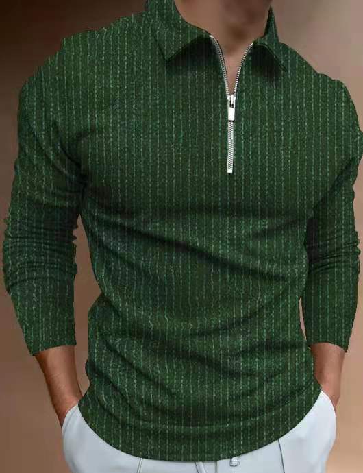 Herren Poloshirt mit Reißverschluss und Streifenmuster Echoarchiv