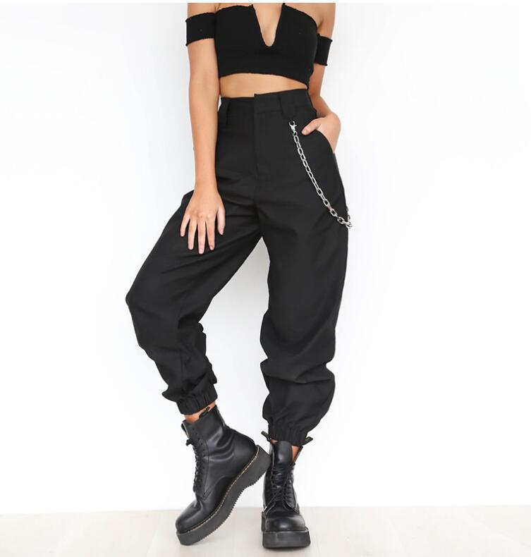 Damen Baggy-Hose mit Kettendetails und komfortablem Bund Echoarchiv