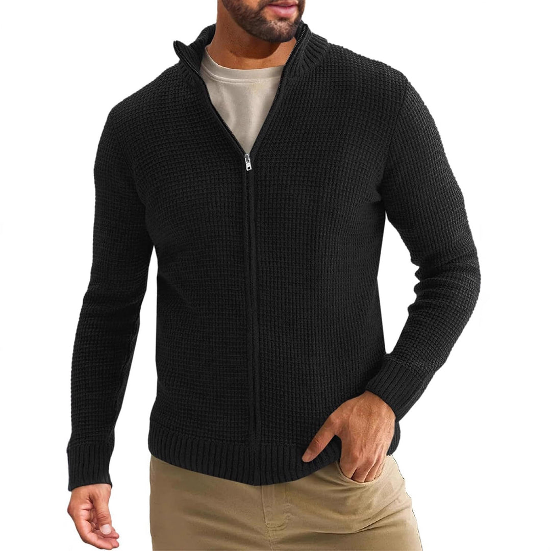 Herren Strickjacke mit hohem Kragen und durchgehendem Reißverschluss Echoarchiv