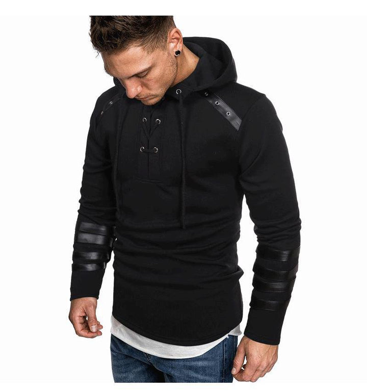 Herren Hoodie mit innovativem Leder-Detail Echoarchiv