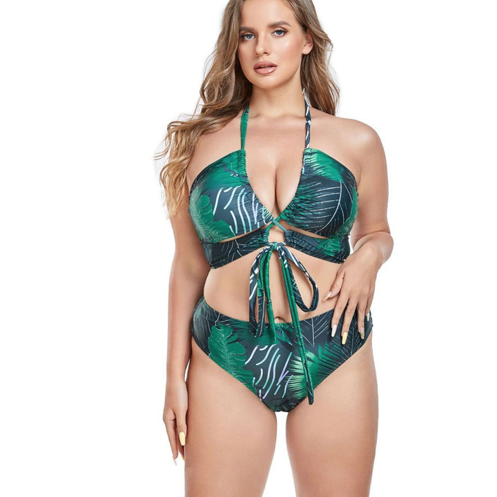 Damen Strandkleid mit hohem Schlitz und verspieltem Tropenmuster Echo Archiv