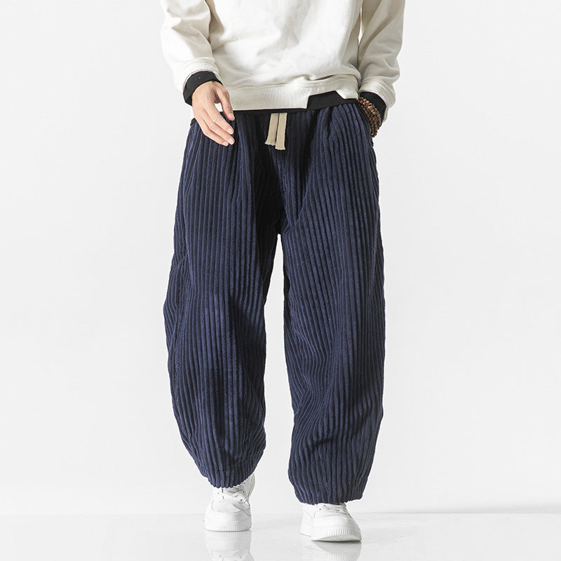 Herren nan weite Breitcord-Hose mit elastischem Bund, Kordelzug und tiefen Eingrifftaschen Echo Archiv