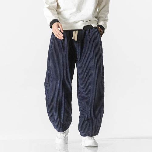 Herren nan weite Breitcord-Hose mit elastischem Bund, Kordelzug und tiefen Eingrifftaschen Echo Archiv