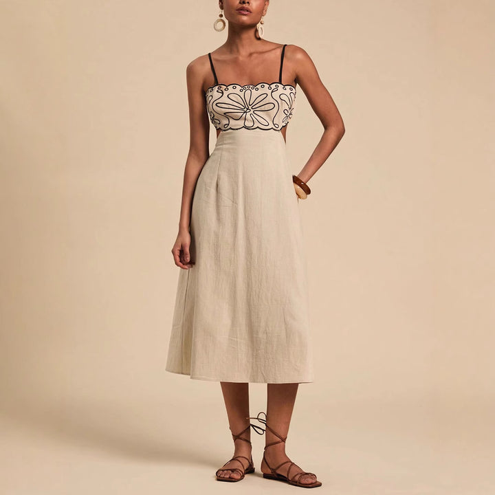 Damen luftiges Maxikleid mit floralem Oberteil Echo Archiv