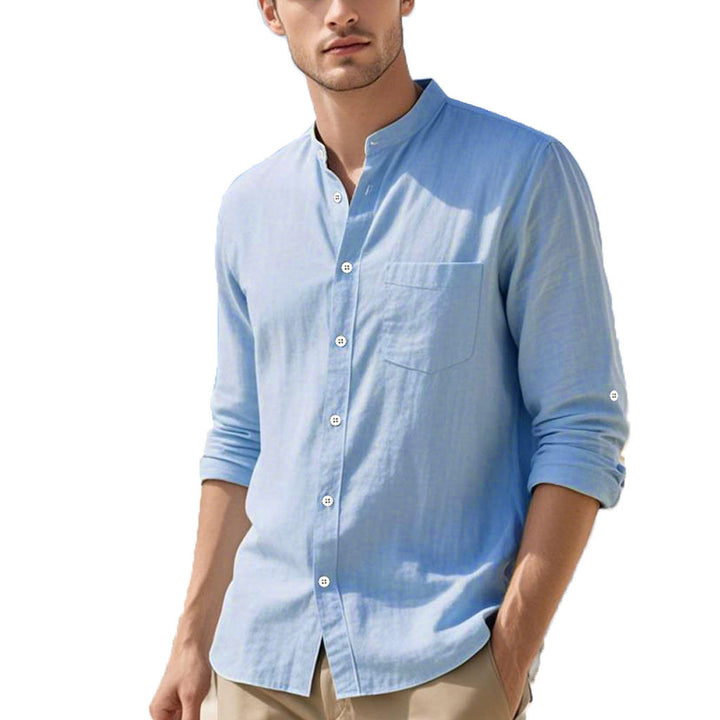 Herren Hemd im eleganten Henley-Stil mit strukturierter Baumwolle Echoarchiv
