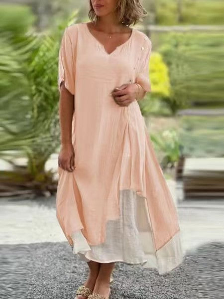 Damen Midi-Kleid mit seitlichem Schlitz und knöpfbarem Detail Echo Archiv