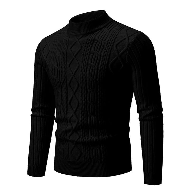 Herren nan gerippter Zopfmuster-Rollkragenpullover Slim Fit Echo Archiv