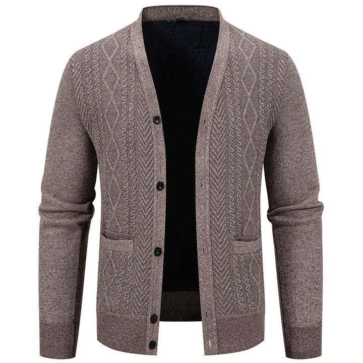 Herren Strickjacke mit strukturiertem Design und Knopfverschluss Echoarchiv