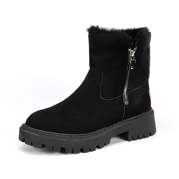 Damen  gefütterte Kurzstiefel aus Veloursoptik mit Teddy-Futter und seitlichem Reißverschluss Echo Archiv