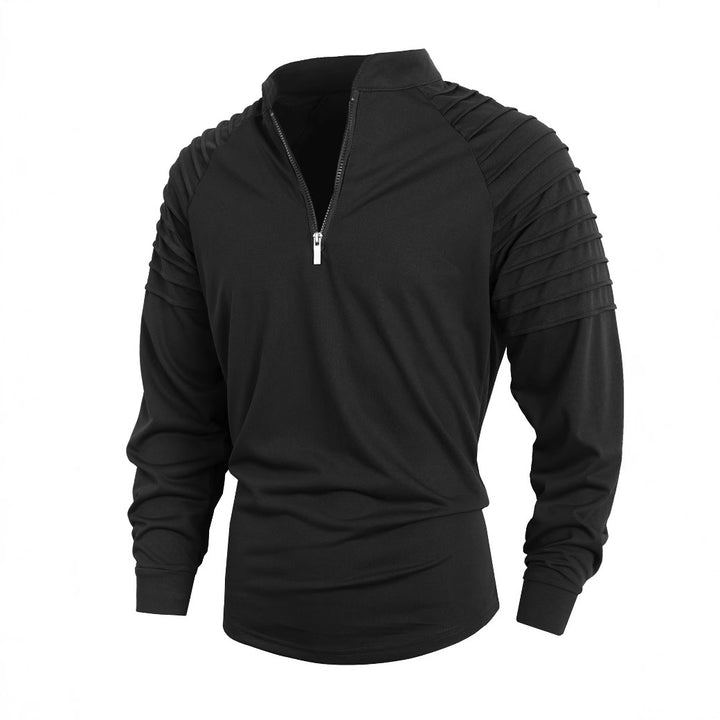 Herren Langarmshirt mit modernem Stehkragen und Reißverschluss Echoarchiv