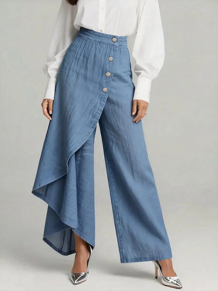 Damen Denim-Rock mit asymmetrischem Schnitt und Knopfdetails Echo Archiv