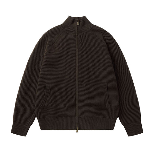 Herren Grobstrick Stehkragen-Strickjacke mit durchgehendem Reißverschluss Echoarchiv