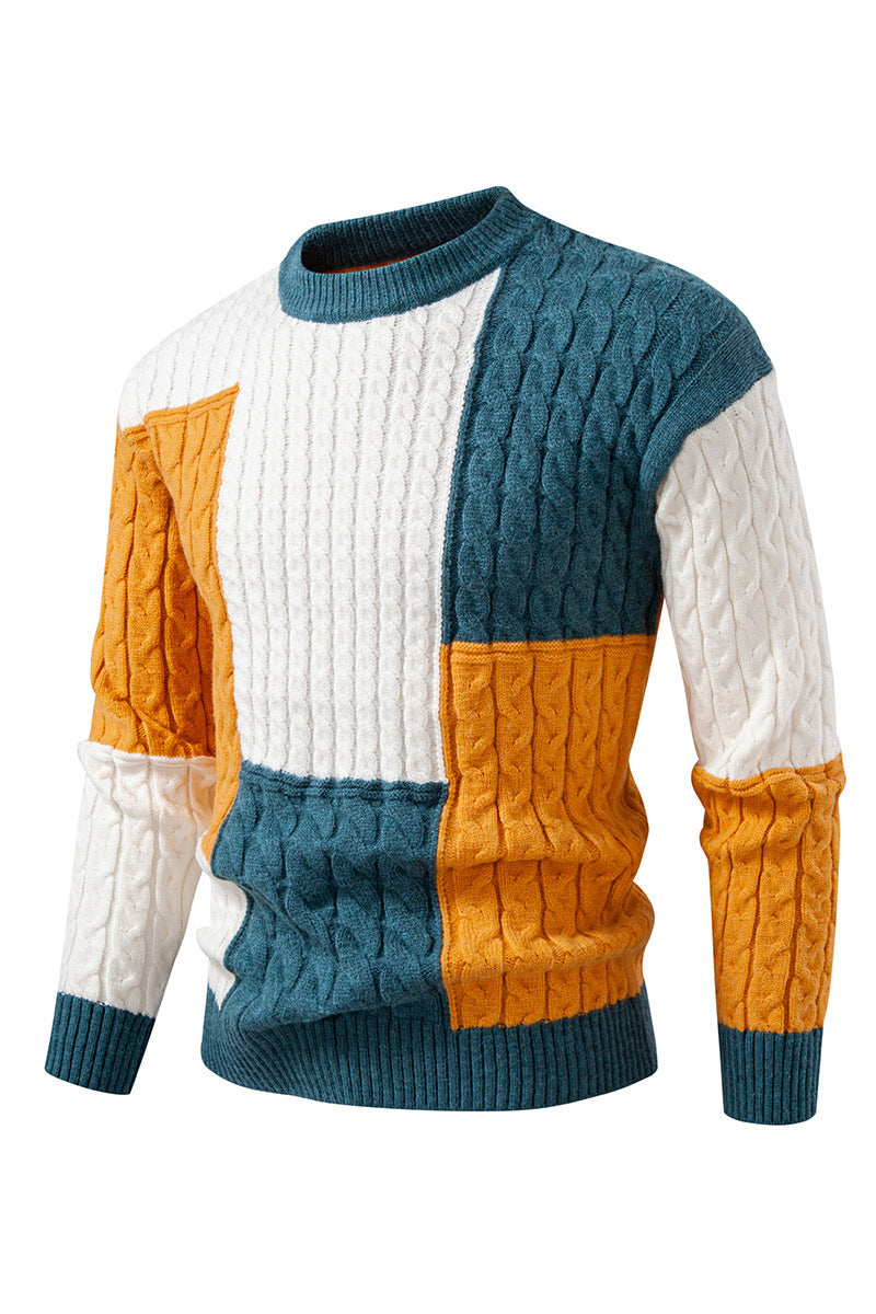 Herren modischer Strickpullover mit kreativer Farbblock-Optik Echoarchiv