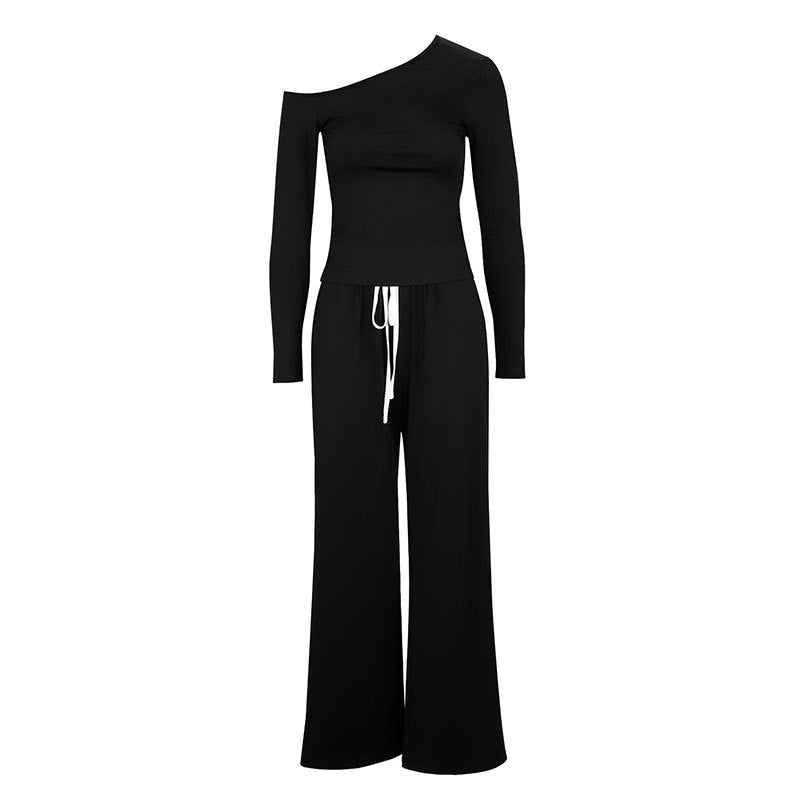 Damen Elegantes Jumpsuit mit asymmetrischem Oberteil und weitem Bein Echo Archiv