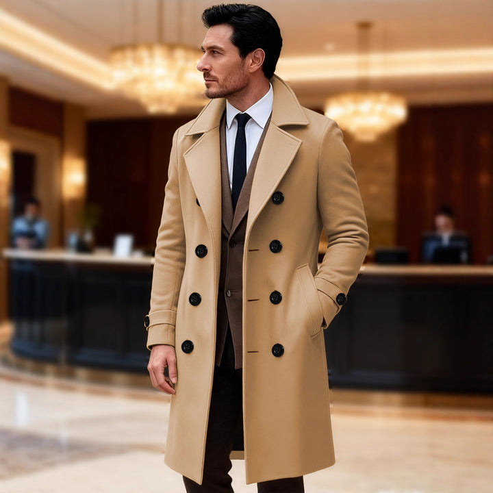 Herren eleganter doppelreihiger Wollmantel Echoarchiv