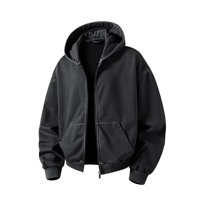 Herren Oversize Kapuzenjacke mit durchgehendem Reißverschluss, fleecegefüttert, Kängurutaschen & gerippten Bündchen Echoarchiv