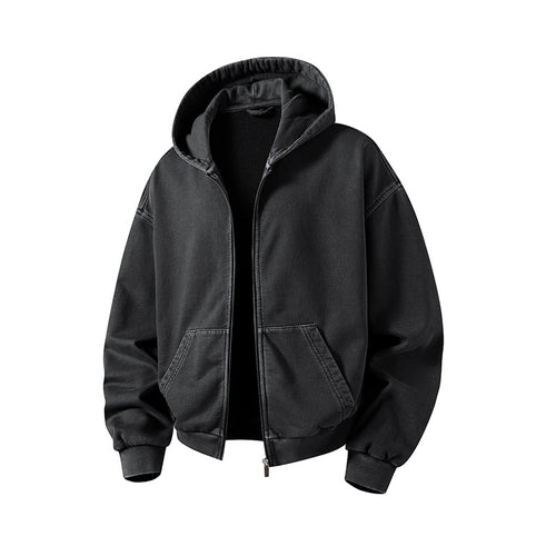 Herren Oversize Kapuzenjacke mit durchgehendem Reißverschluss, fleecegefüttert, Kängurutaschen & gerippten Bündchen Echoarchiv