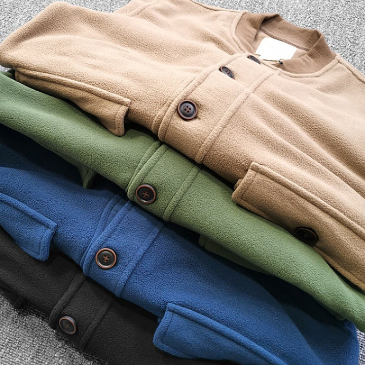 Damen lässige Sweatjacke mit Knopfleiste und praktischen Taschen Echoarchiv
